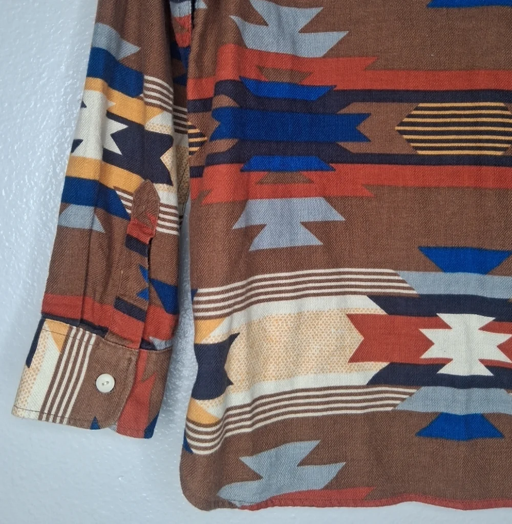 GAP Boys Kids Southwest Carpenter Button Down Shirt Rich Ginger Rodeo Size L (10